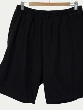 OAK NYC Black Crinkle Cotton Drawstring Shorts L